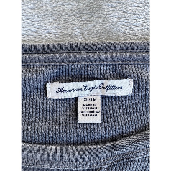 American Eagle Thermal Shirt Womens XL Gray Minimalist Grunge Layering Top - Picture 2 of 7